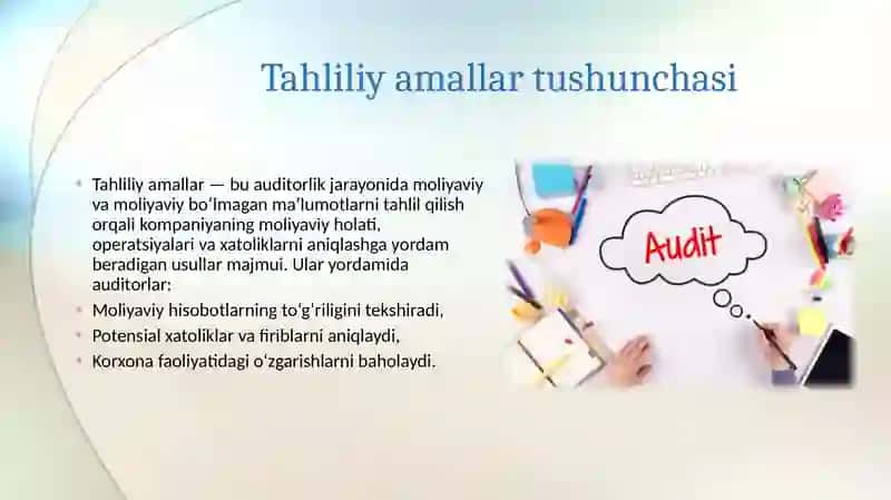 Auditorlik tekshiruvi tahliliy amallar 3
