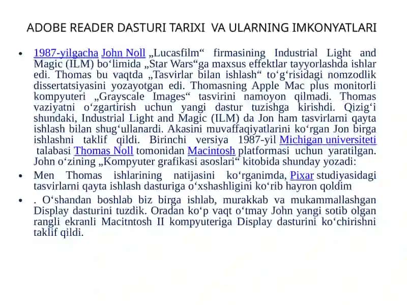 ADOBE READER DASTURI TARIXI VA ULARNING IMKONYATLARI 3