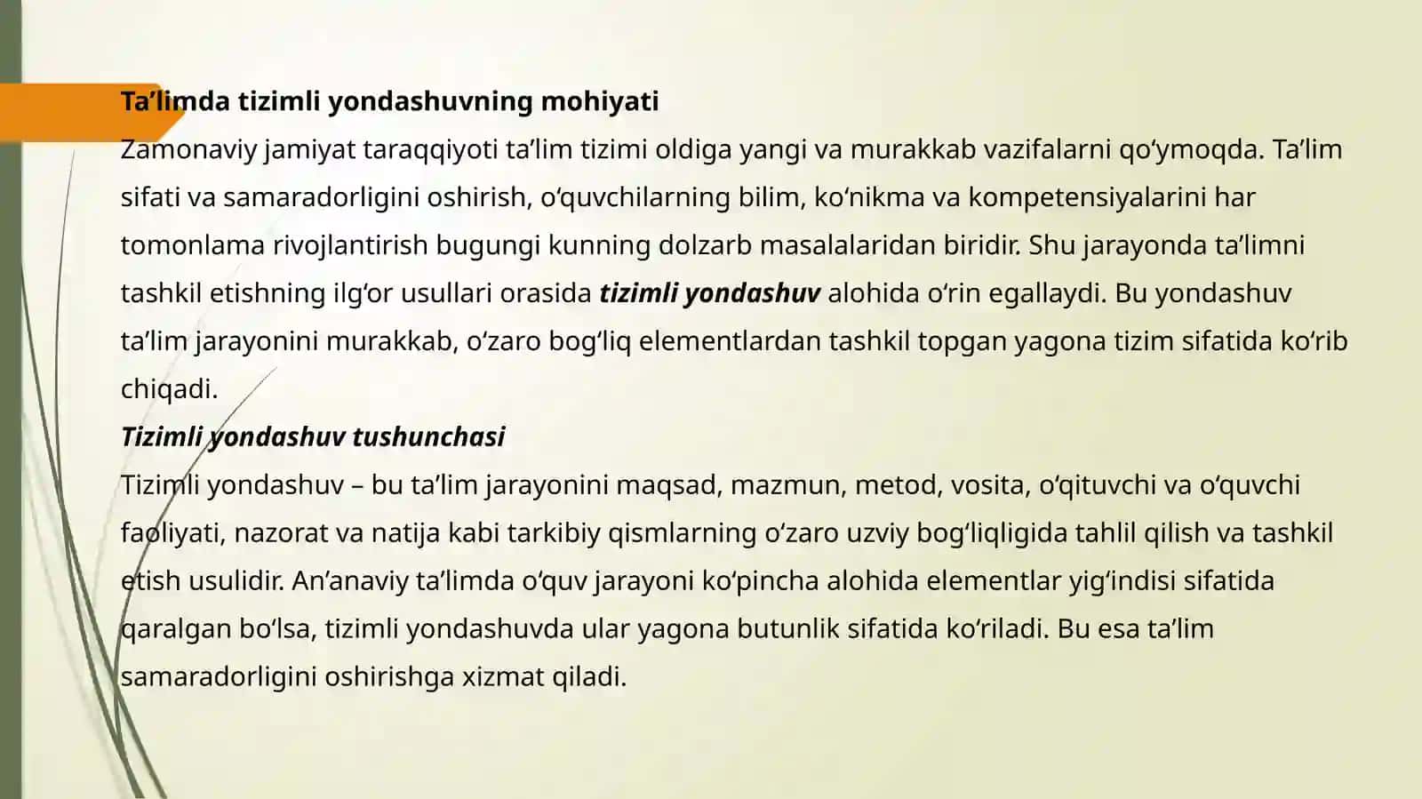 Tizimliyondashuvning Mohiyati va Uslublari 3