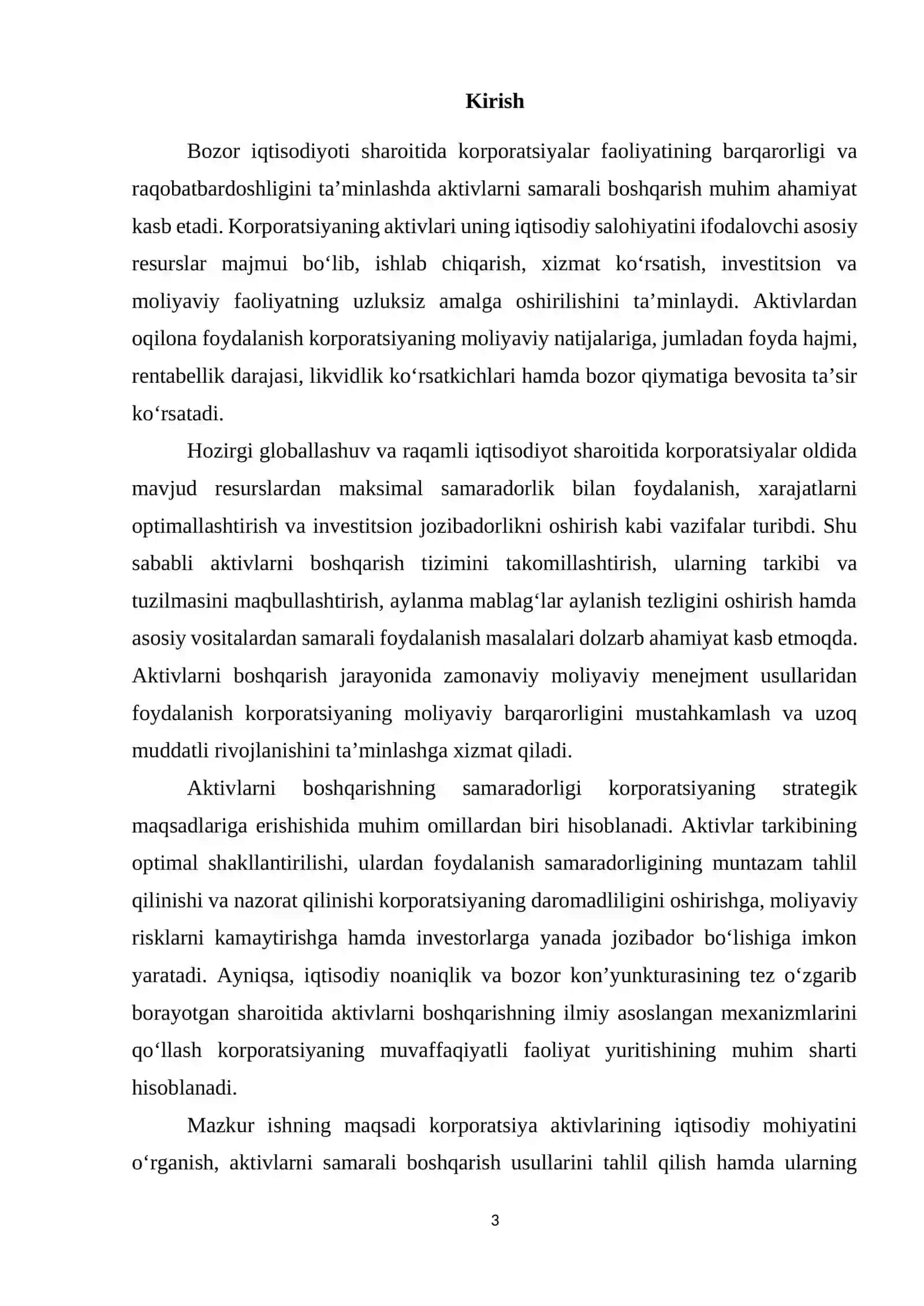 Korporatsiya aktivlarini boshqarishning nazariy va amaliy jihatlari 3