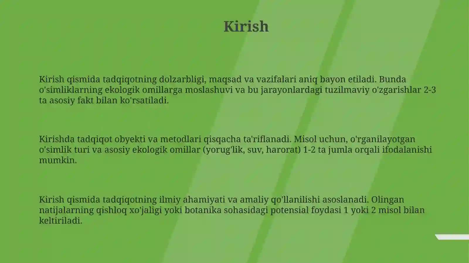 TURLI MUHIT SHAROITIDA OʻSGAN OʻSIMLIKLARNING TUZULISHINI TAQQOSLASH 3