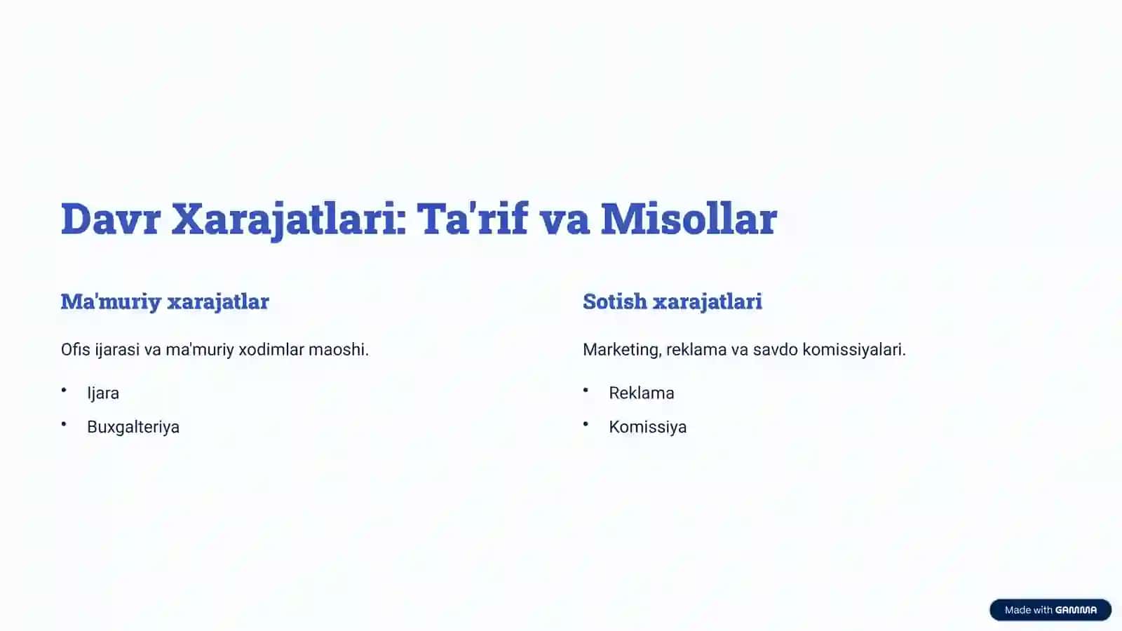 Mahsulot Ishlab Chiqarish va Davr Xarajatlari Tahlili 3