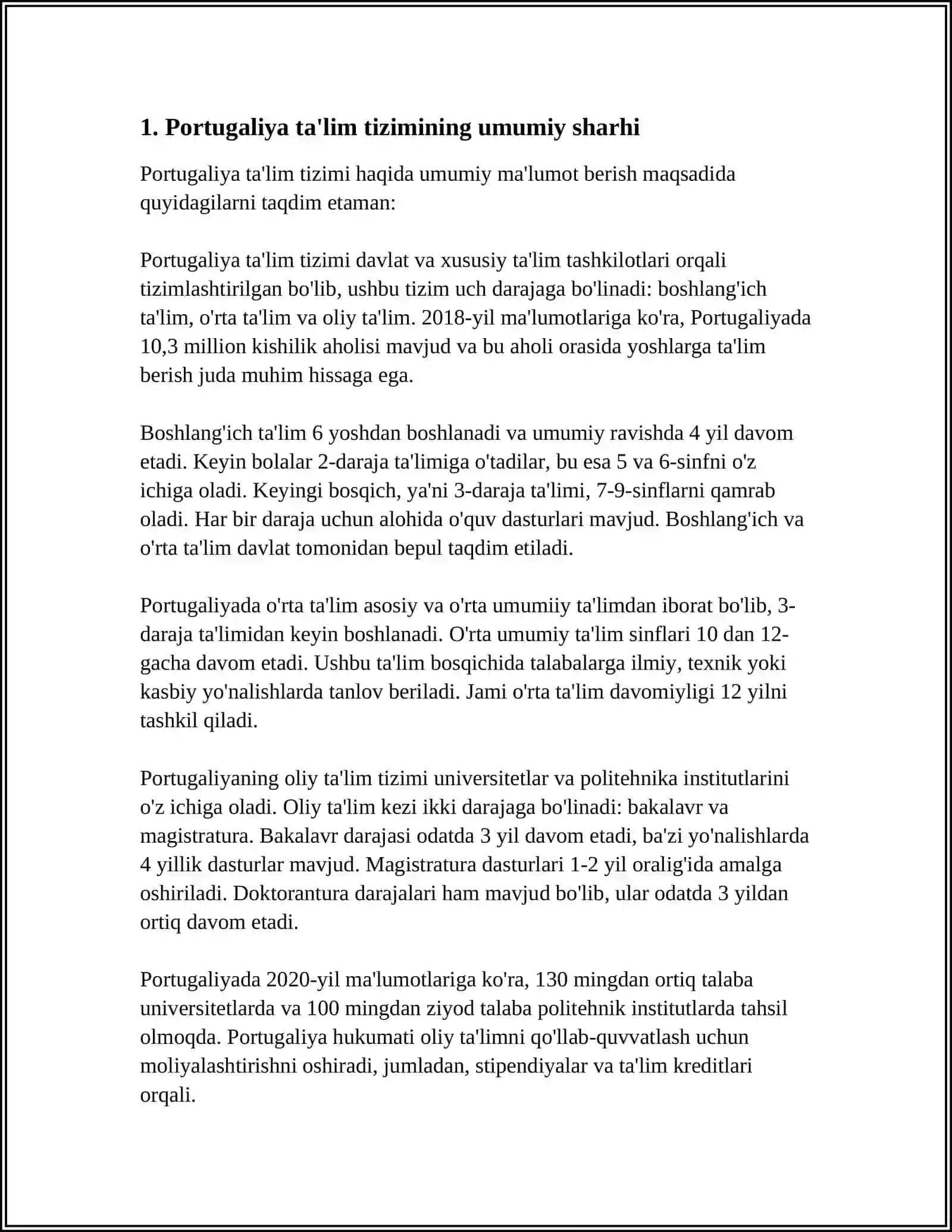 PORTUGALIYA TAʼLIM TIZIMI VA ALOHIDA TAʼLIM EHTIYOJI BOʻLGAN BOLALARGA TA'LIM-TARBIYA BERISH TIZIMI 3