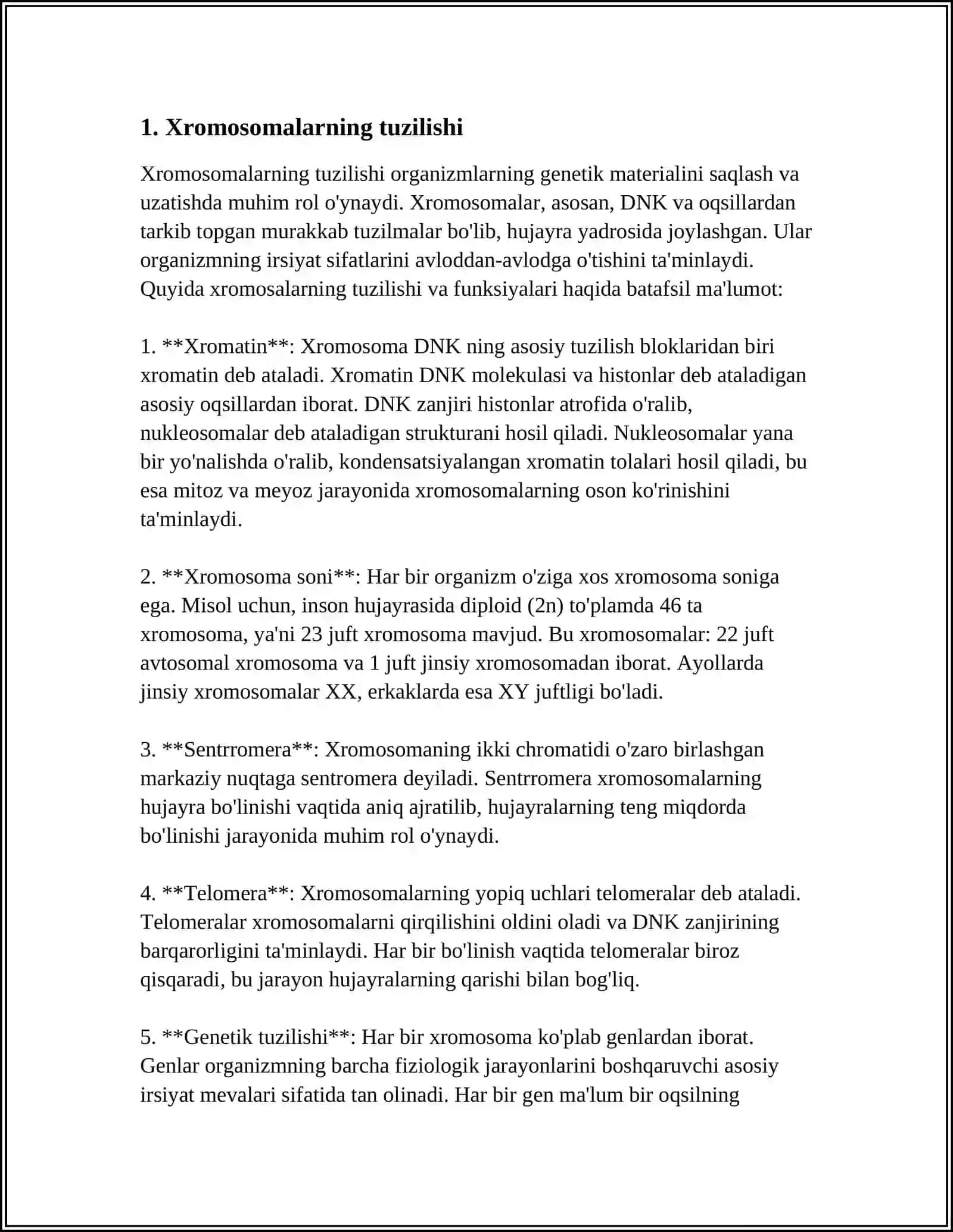HAYVON VA ODAM XROMASOMALARINING MORFO FUNLSIANAL XARAKTERISTIKASI 3