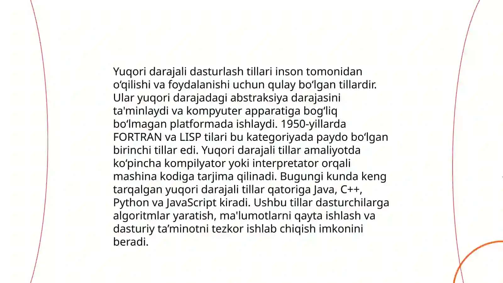 Yuqori darajali dasturlash tillari 3