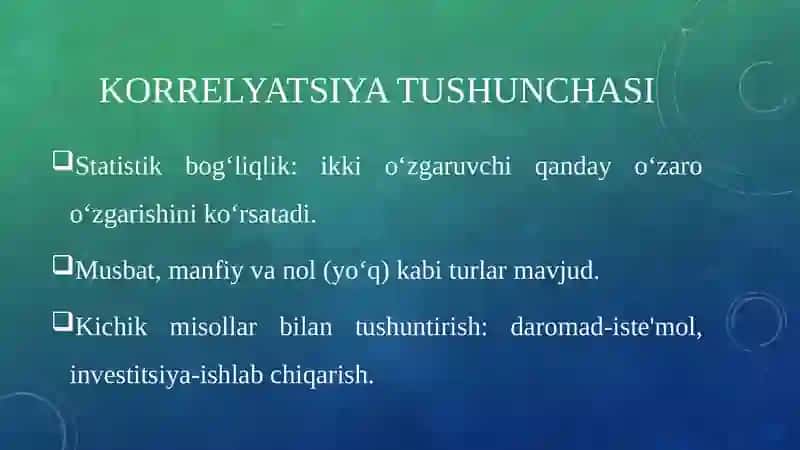 IQTISODIY O‘ZGARUVCHILAR O‘RTASIDAGI KORRELYATSIYA TAHLILI 3