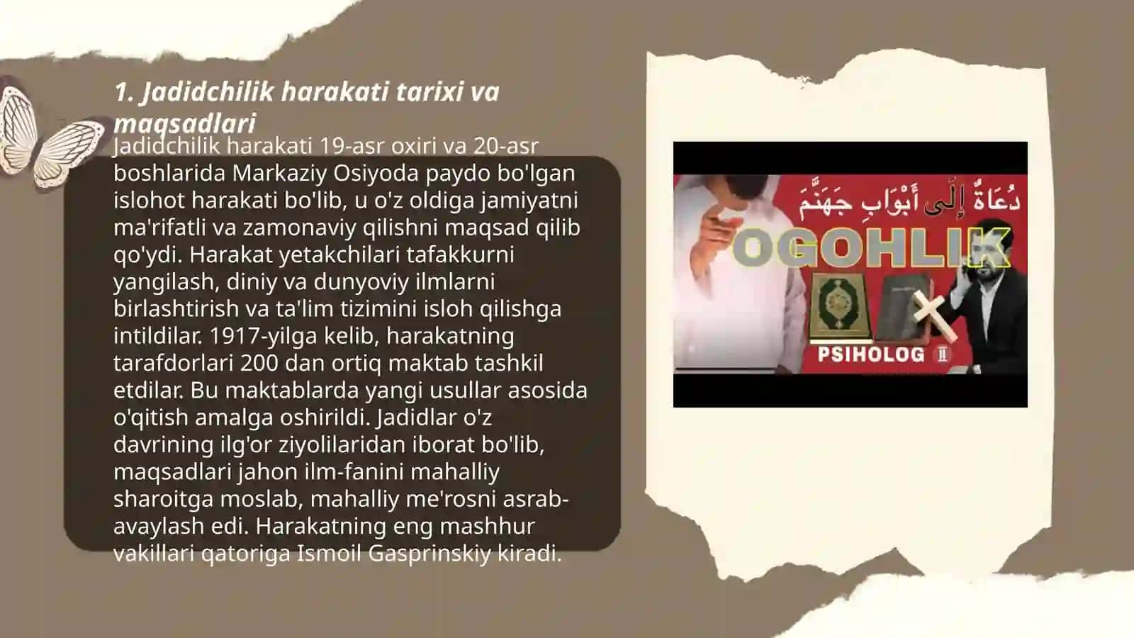 Jadid ma'rifatparvarlarining o'lka ijtimoiy-ma'naviy hayotida tutgan o'rni (Munavvar Qori, Fitrat,Behbudiy,Avloniy va boshq.) 3