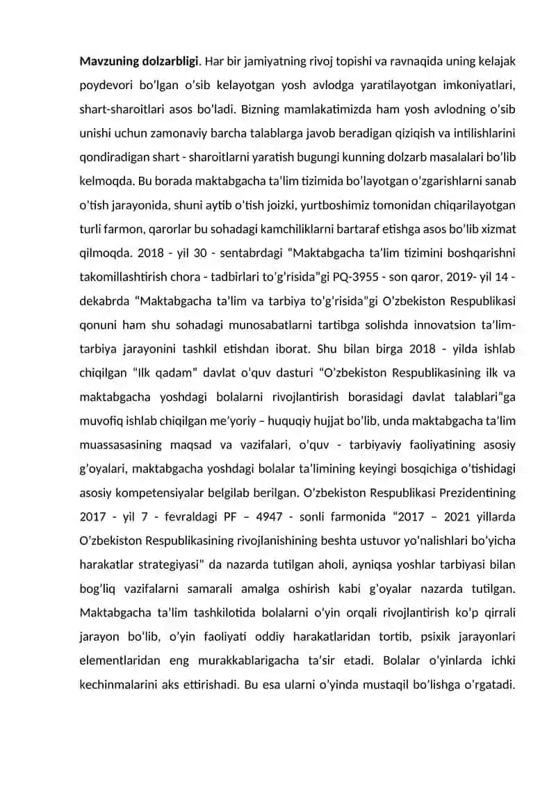 Maktabgacha yoshda o`yin diagnostik vosita sifatida 3