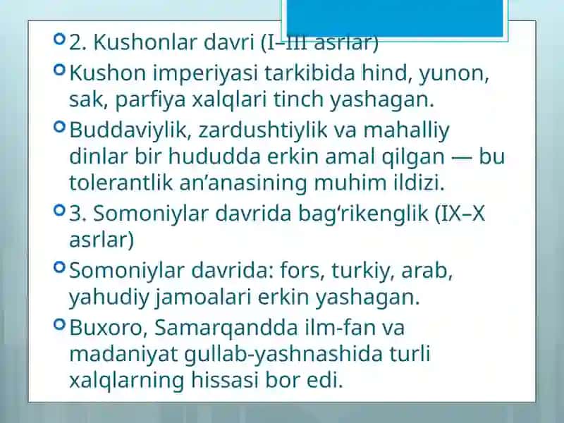 O'zbekistonda tolerantlik va millatlararo totuvlikni ta'minlashning tarixiy ildizlari va demokratik ildizlari. 3