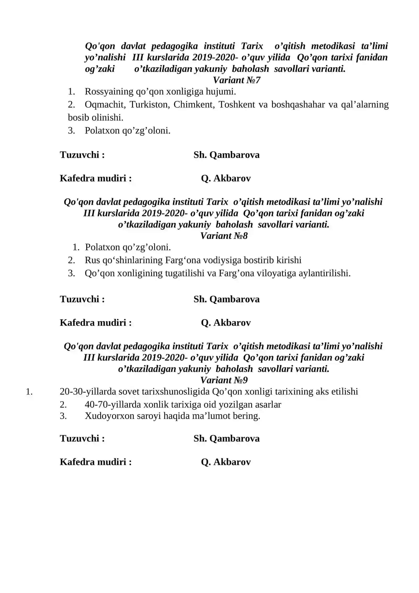 Qo'qon davlat pedagogika instituti Tarix o’qitish metodikasi 3