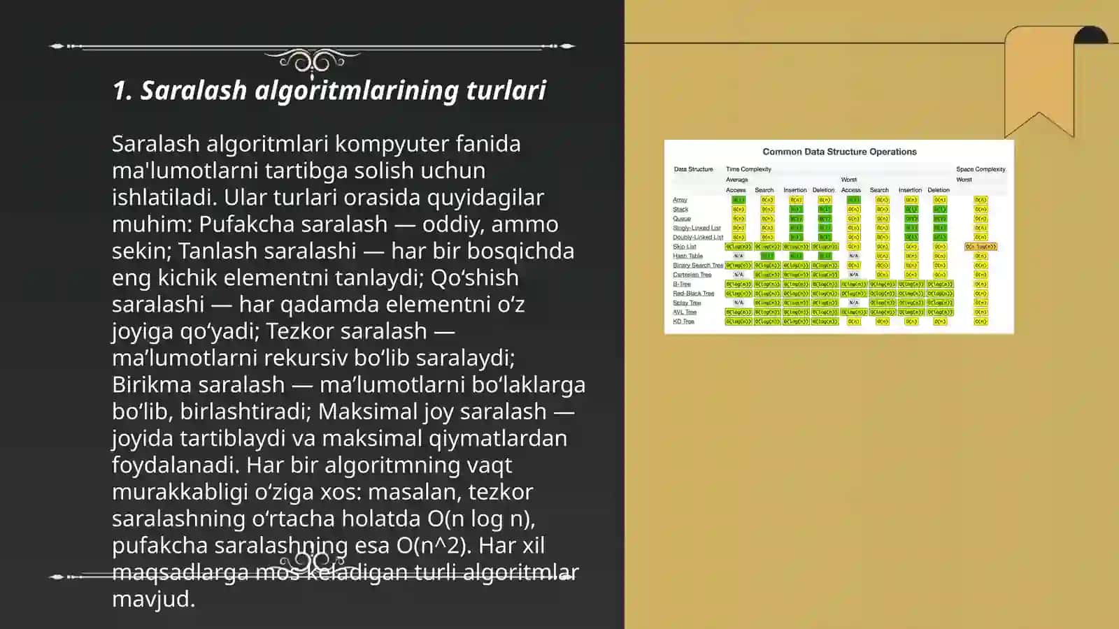 Saralash algoritmlarining turlari 3