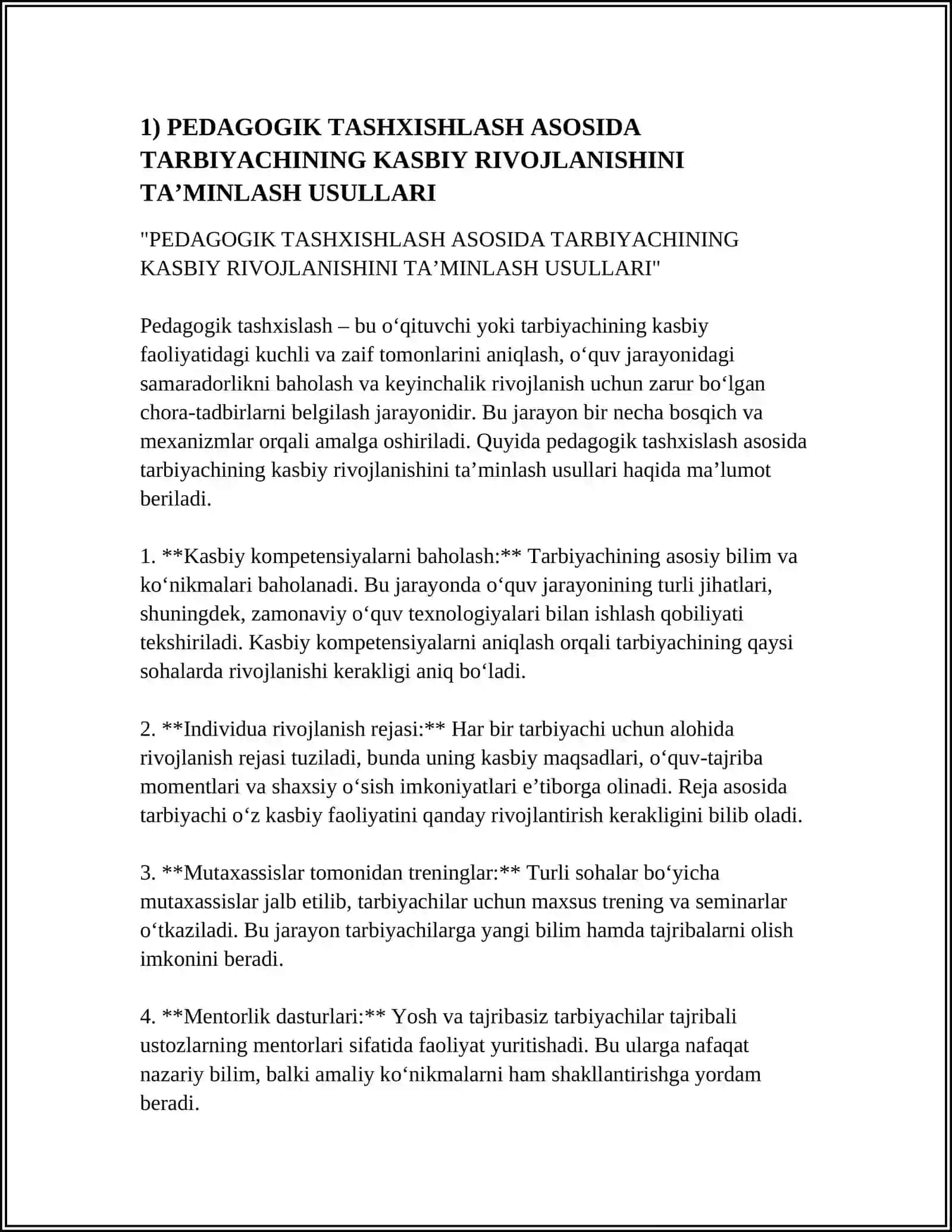 TARBIYACHI PEDAGOGIK FAOLIYATIDA KASBIY REFLEKSIYANING O‘RNI 3