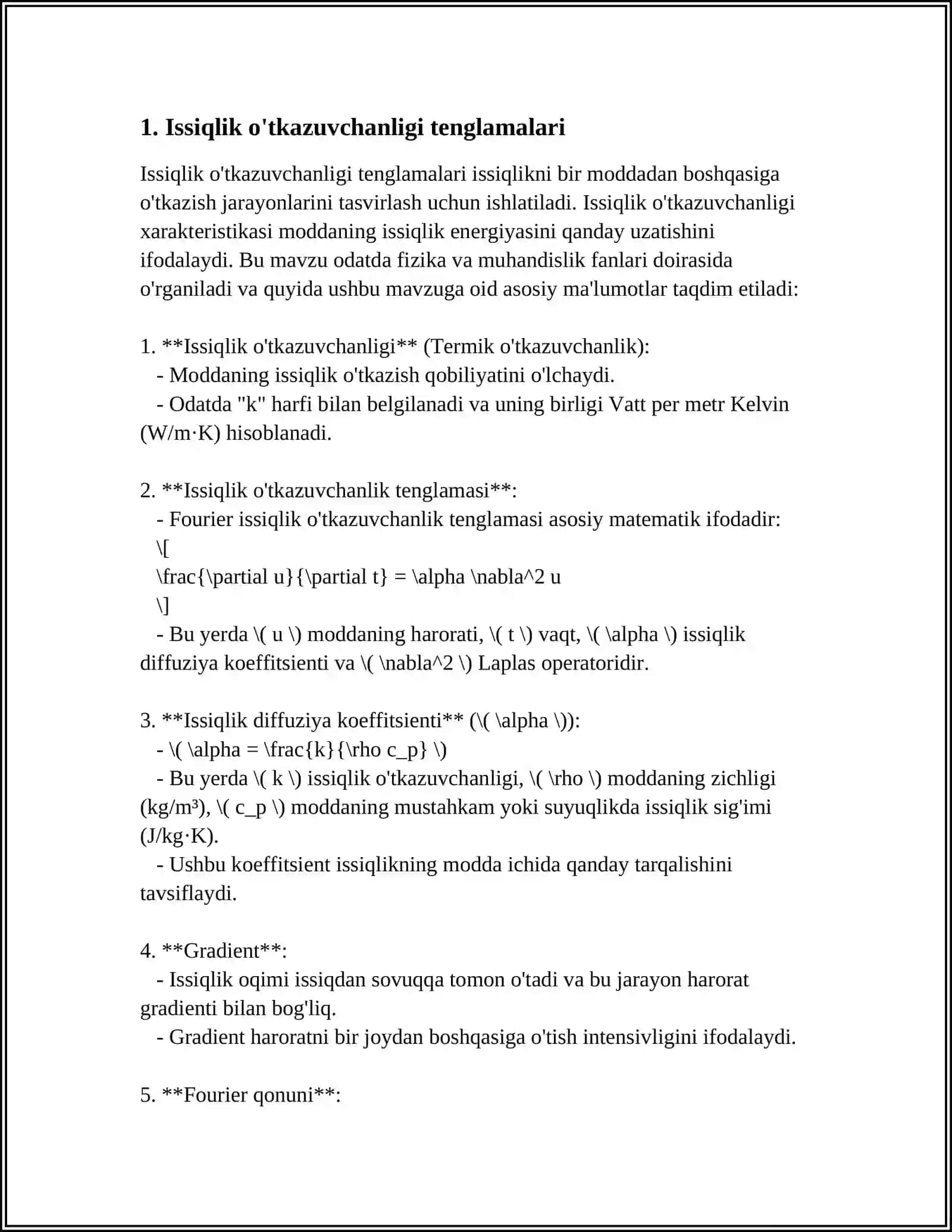 ISSIQLIK DINAMIKASI VAISSIQLIK ALMASHINUVIDA DIFFERENSIAL HISOB TADBIQLARI 3