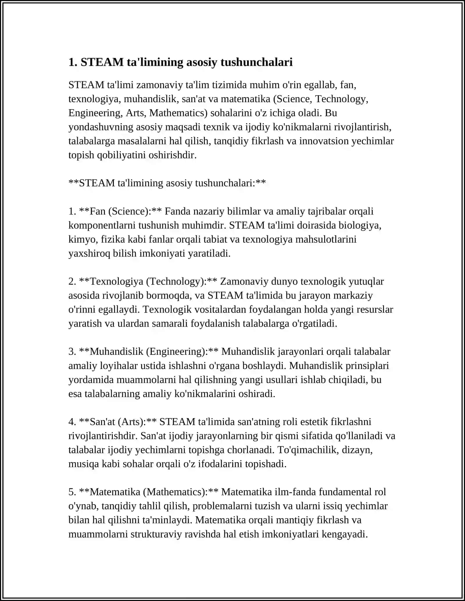 STEAM TA'LIMNING XUSUSIYATLARI 3