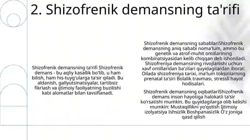 Shizofrenik Demensiyaning Kelib Chiqish Sabablari Va Asoratlari 3