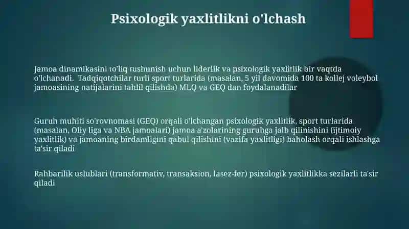 Jamoaviy sportda yetakchilik va psixologik hamjihatlik 3
