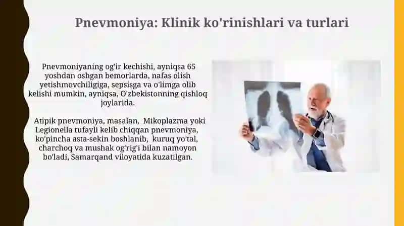 Pnevmoniya,o‘pka abssessi, o‘pka raki, o‘pka exonokokki klinik ko‘rinishi va shakllari 3