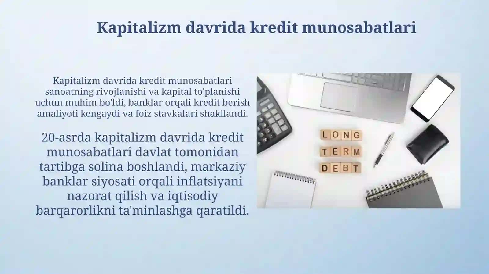 Kredit munosabatlari rivojlanishining asosiy bosqichlari 3
