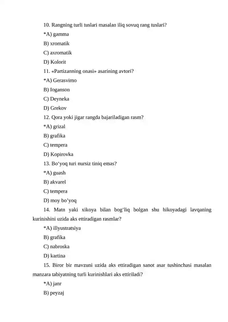 TESTLAR BAZASI 3