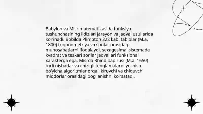 Funksiya tushunchasini paydo boʻlishi va rivojlanish tarixi 3