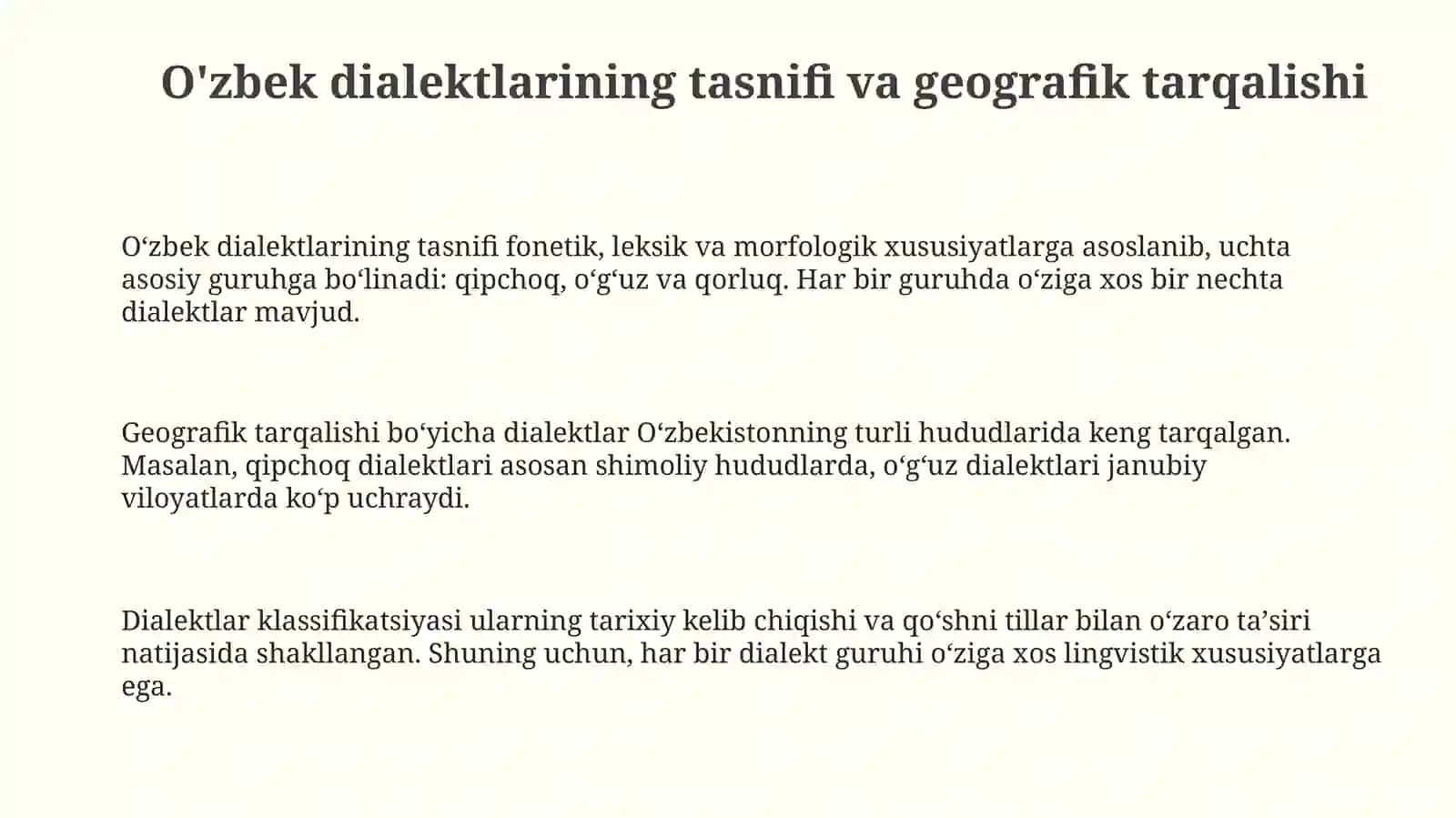 O‘zbek shevalarining o‘rganilishi (O'zbek dialects study) 3