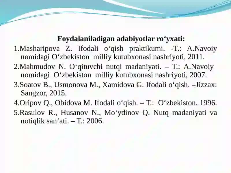 IFODALI O'QISH FANINING PREDMETI, MAQSADI VA VAZIFALARI 3