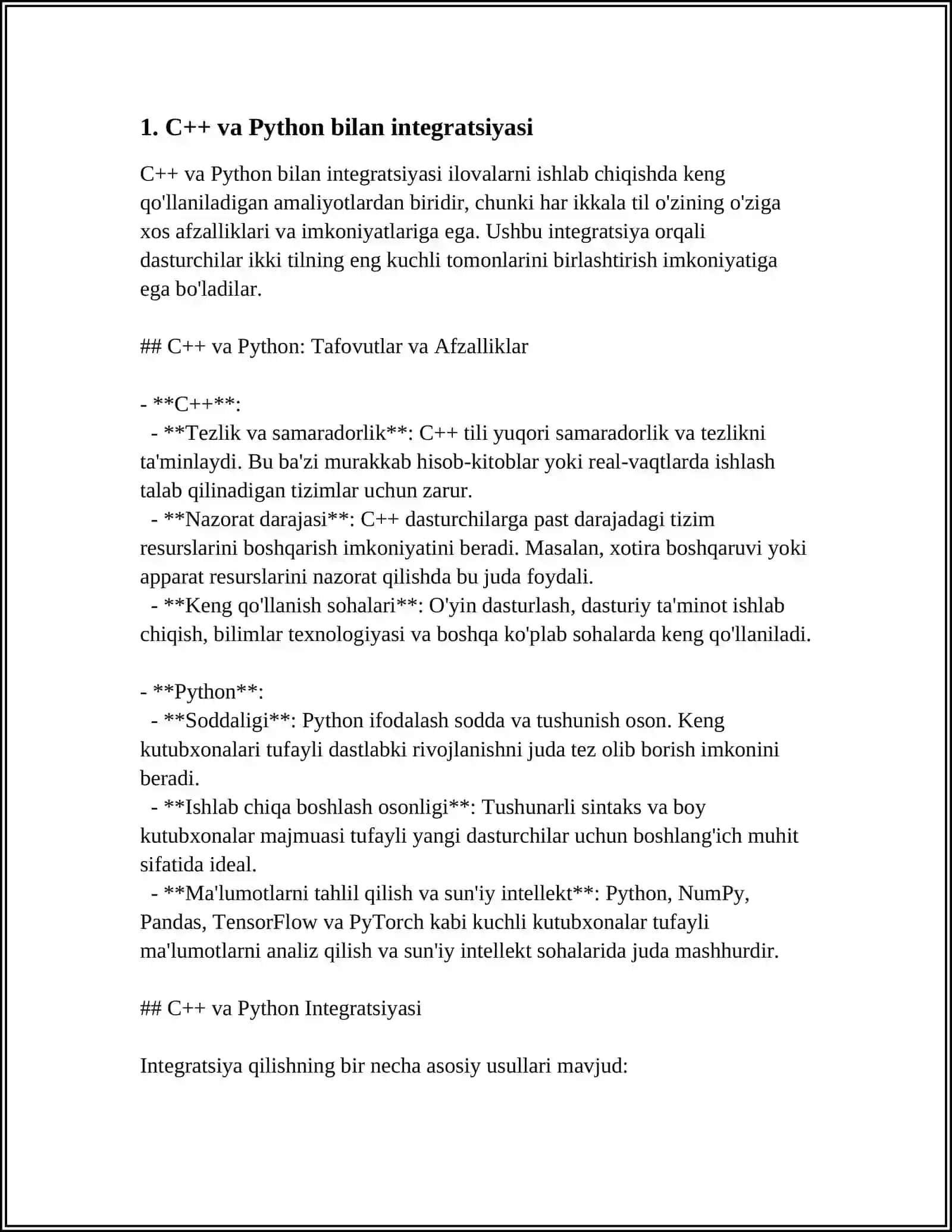 C++ NING BOSHGA DASTURLASH TILLARI BILAN INTEGRATSIYASI 3