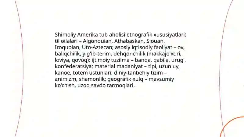 Shimoliy Amerika tub aholisi etnografik xususiyatlari 3