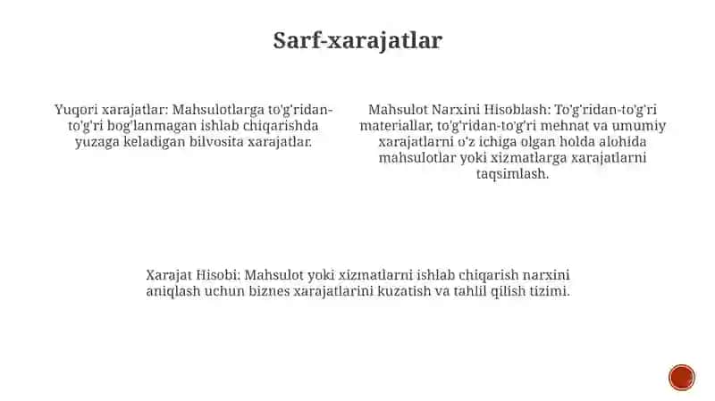 Xarajat Hisobi Umumiy Tamoyillari 3