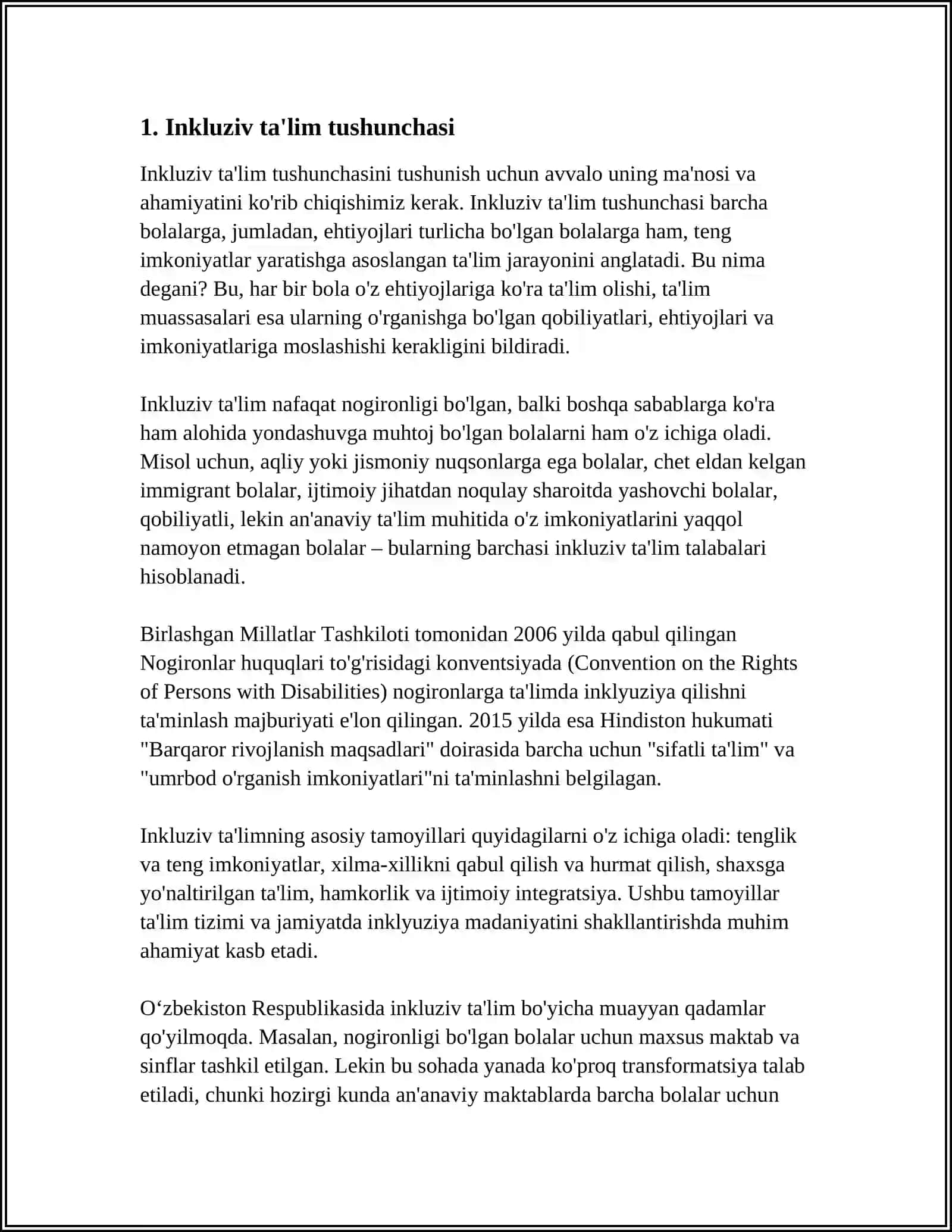 RIVOJLANISH MUAMMOLARI BÒLGAN BOLALAR UCHUN INKLYUZIV TA’LIMNI KENG TALIMIY AMALIYOTIGA JORIY ETISH ALGORITMLARI 3