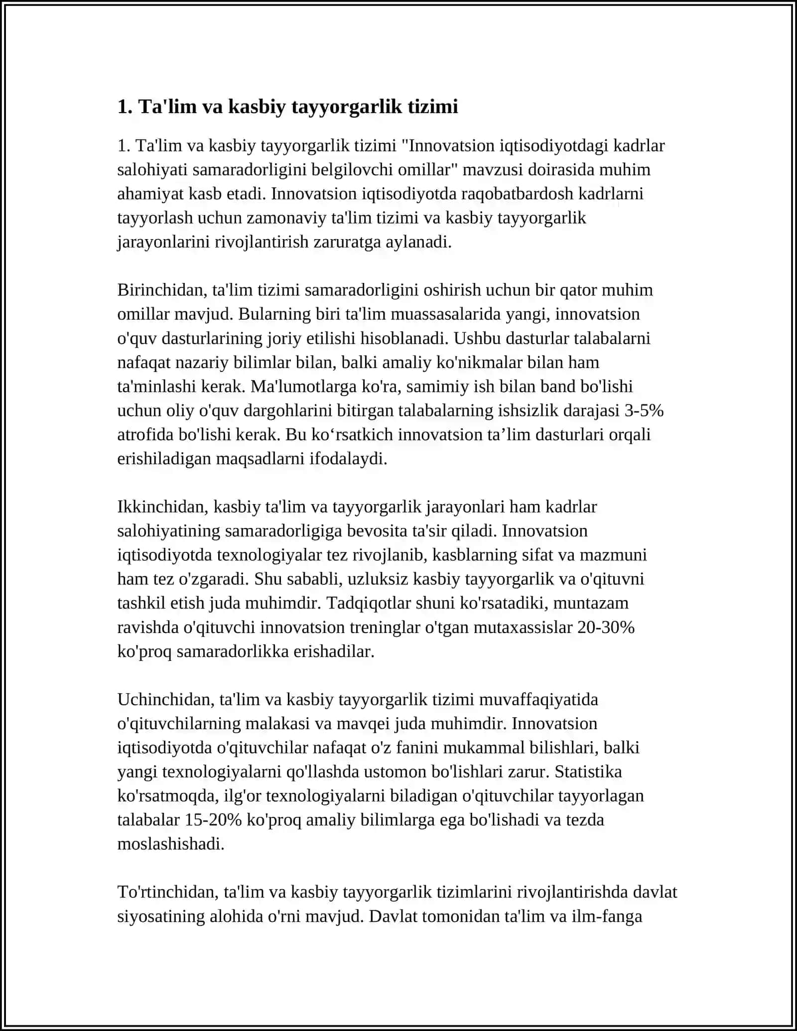 INNOVATSION IQTISODIYOTDAGI KADRLAR SALOHIYATI SAMARADORLIGINI BELGILOVCHI OMILLAR 3