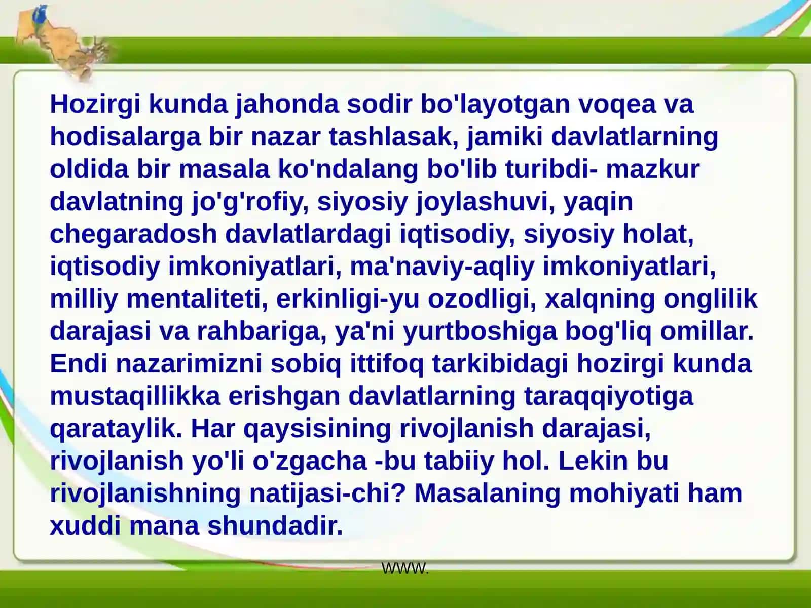 Mustaqillik yillarida o’zbekistonda iqtisodiy va madaniy taraqqiyot 3