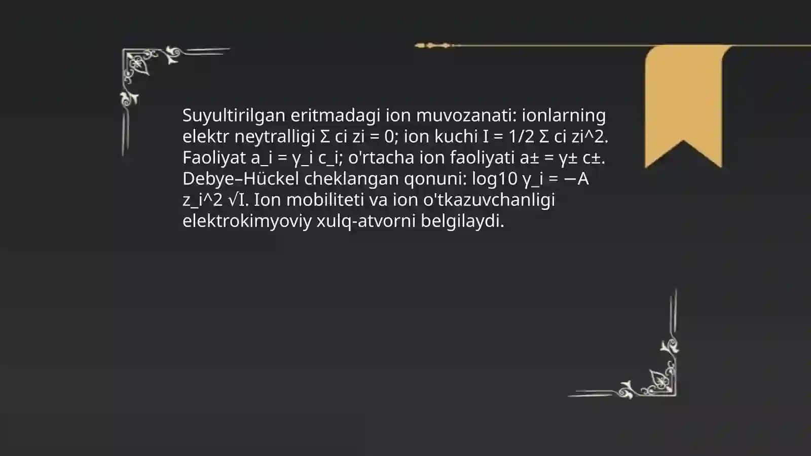 Suyultirilgan eritmadagi ion muvozanati 3