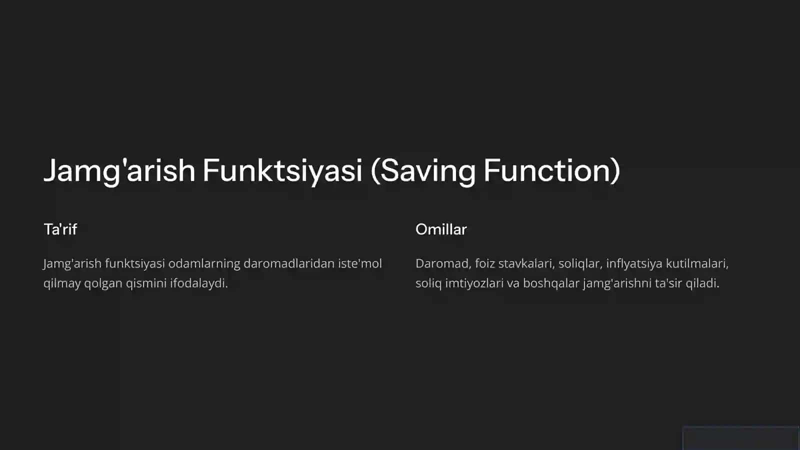 Iste'mol, Jamg'arish va Investitsiya Funktsiyalari 3