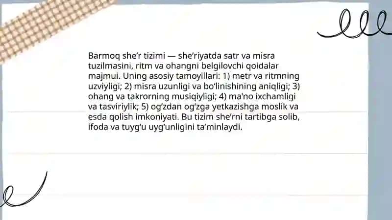 Barmoq sheʼr tizimi 3