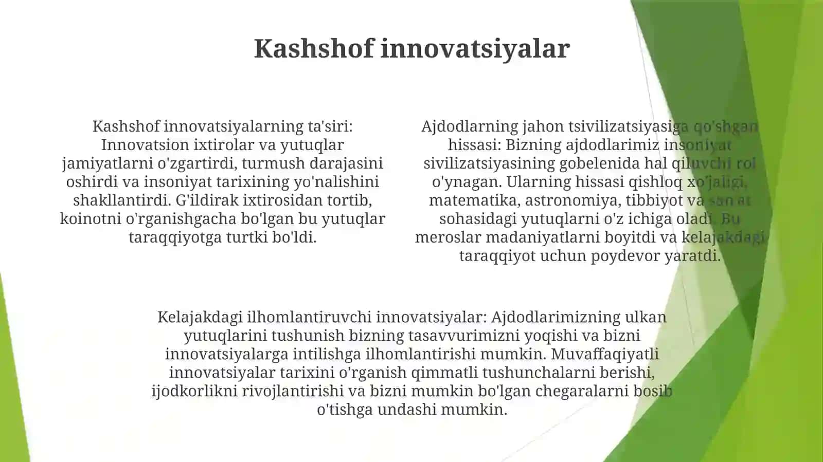 Ajdodlarimning Jahon Silvizatsiyasida Qo‘shgan Hissasi 3