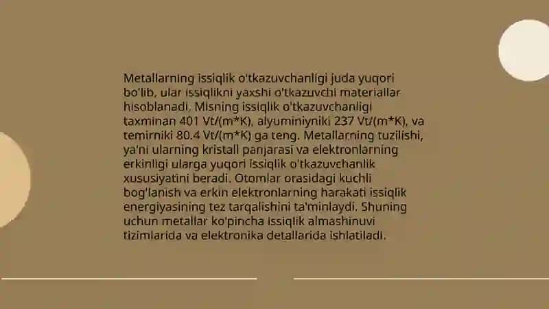 Metallarning issiqlik sig'imi 3