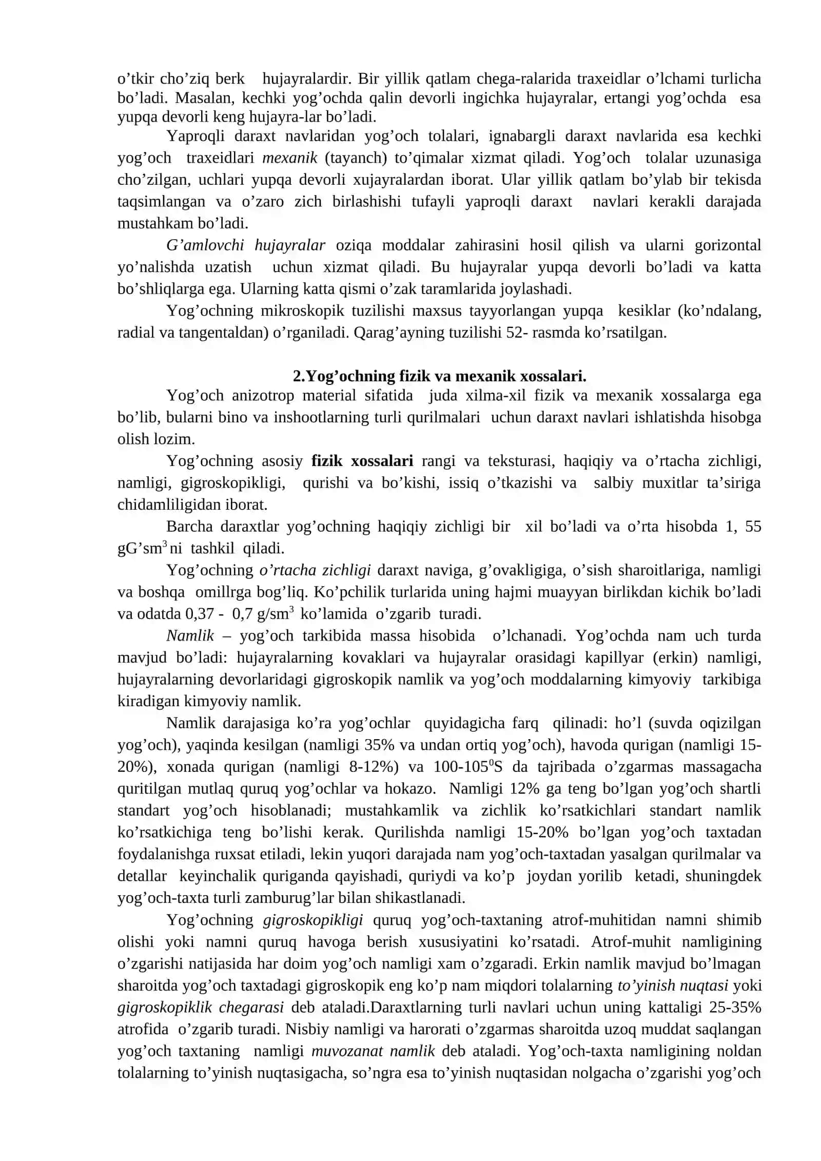 YoG’OCH QURILISH MATERIALLARNING ASOSIY XOSSALARI 3