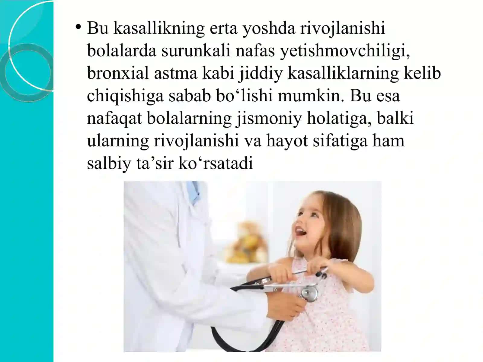 Bronxo-obstruktiv sindrom bilan kasallangan erta yoshdagi bolalarda kasallikning kelib chiqish omillarini tahlil qilish va davolash - profilaktika chora - tadbirlarini takomillashtirish 3
