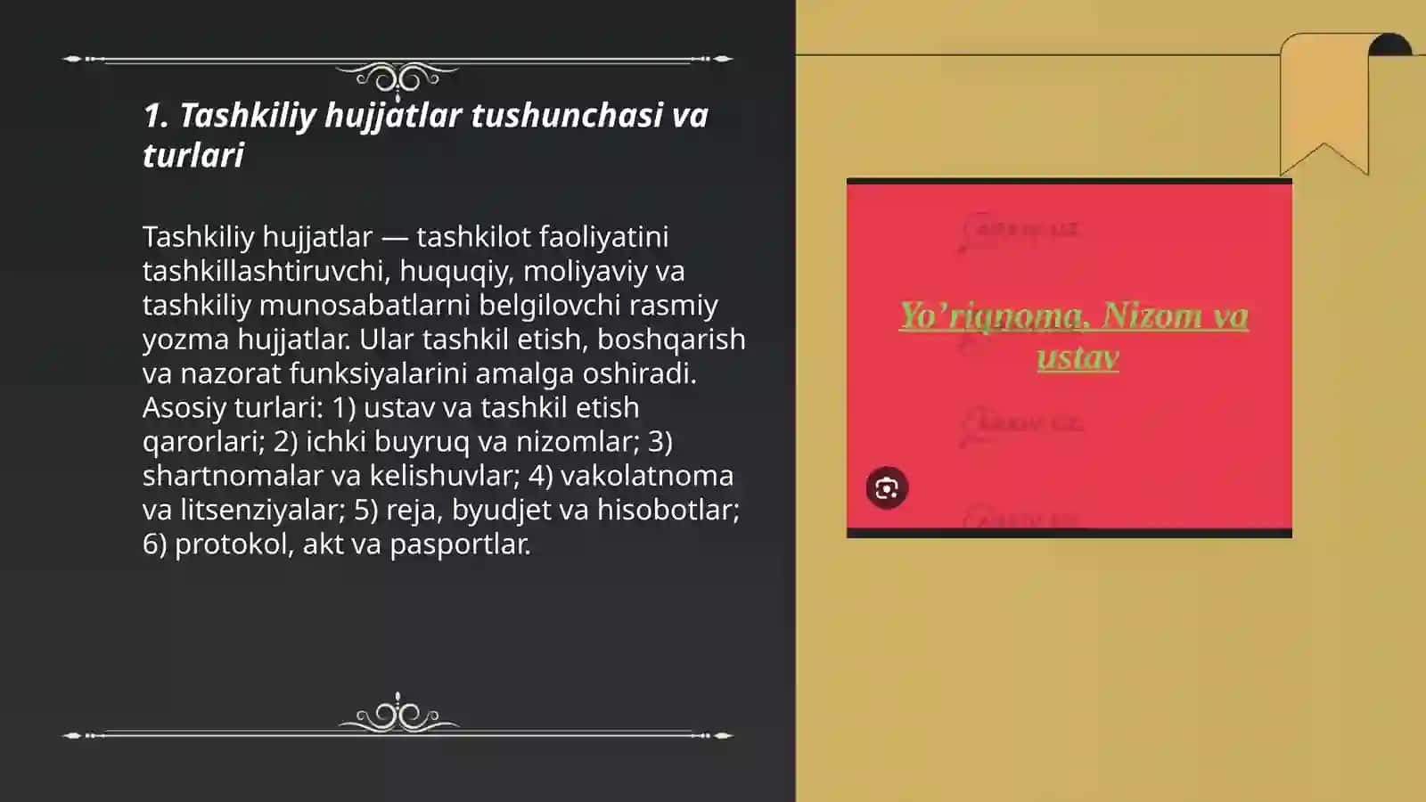 Tashkiliy hujjatlar. Guvohnoma 3