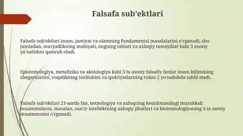 Falsafa: Sub'ektlar, Tuzilma va Funktsiyalar 3
