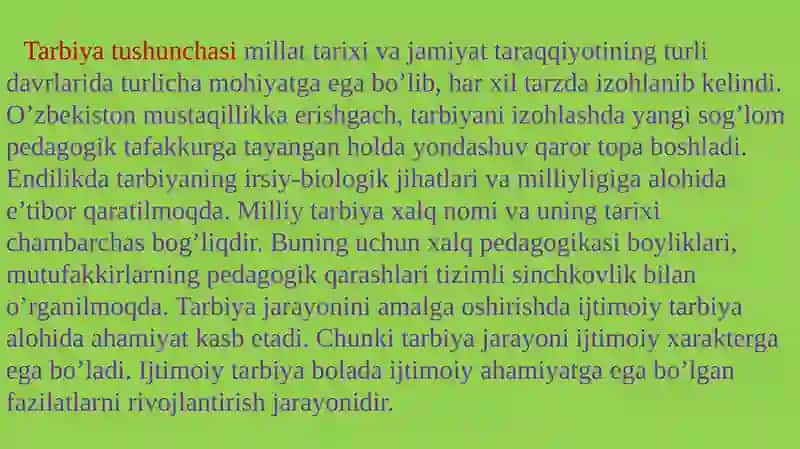 O‘ZBEKISTONDA TARBIYA FANI IJTIMOIY ZARURAT SIFATIDA. MILLIY TARBIYA KONSEPSIYASI 3