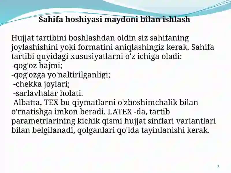 Hoshiya maydoni bilan ishlash. 3
