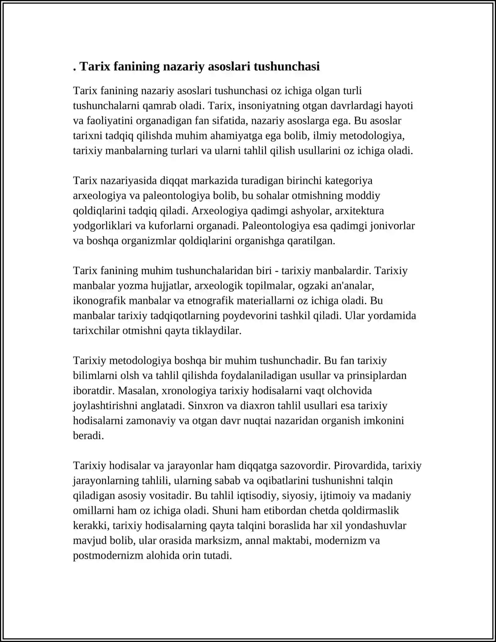 "TARIX FANINING NAZARIY ASOSLARI" FANINING RIVOJLANISH BOSQICHLARI 3
