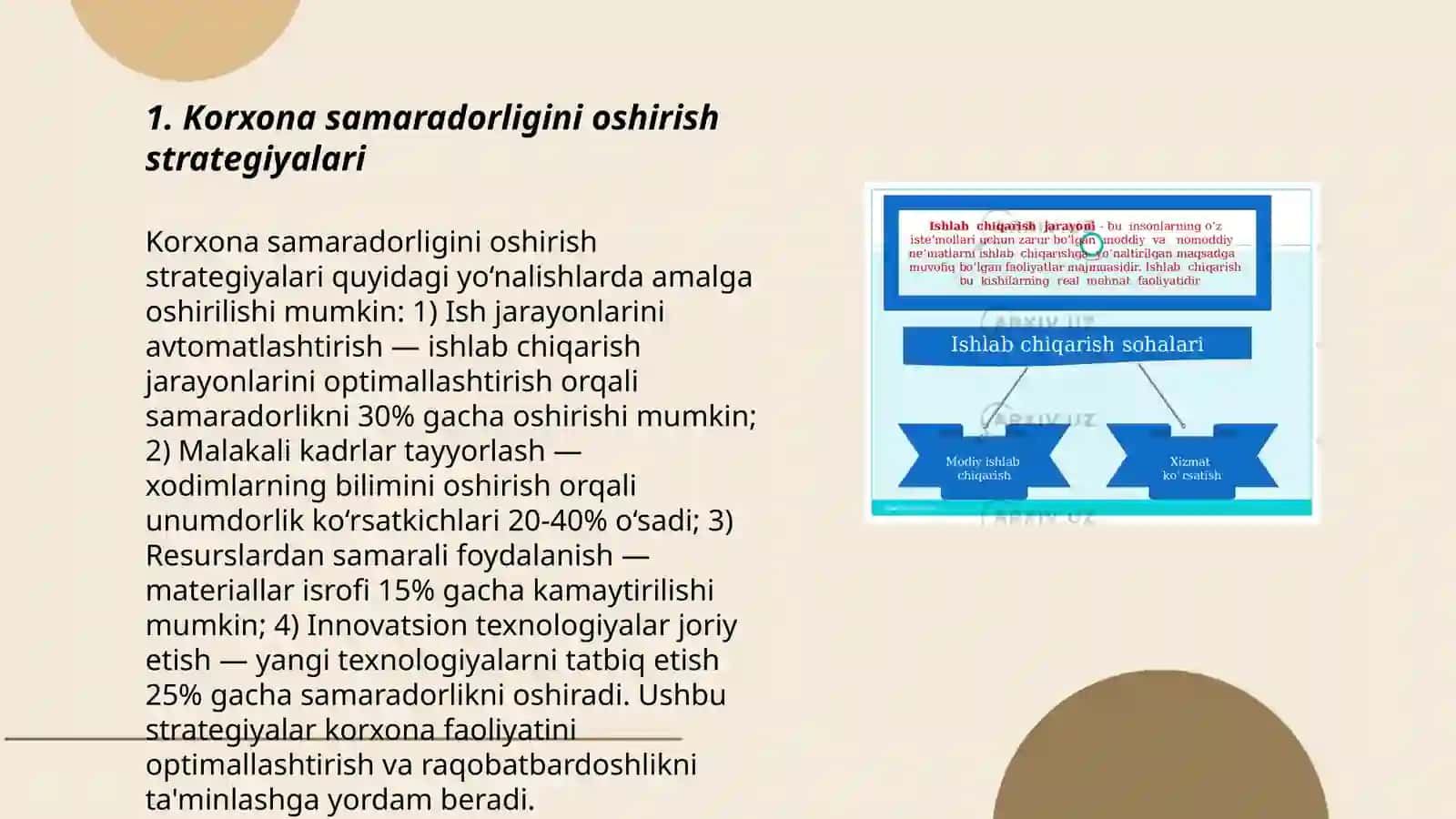 Korxona unumdorligini oshirish va rekonstruksiya qilish 3