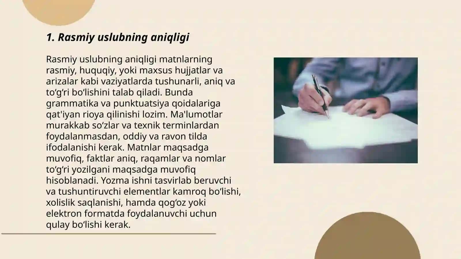 Rasmiy ish yuritish uslubining asosiy xususiyatlari 3