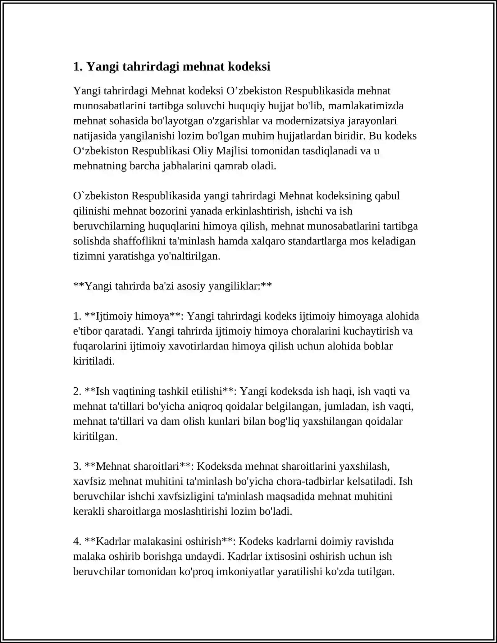 O'ZBEKISTON RESPUBLIKASIDA HAYOT FAOLIYAT XAVFSIZLIGINI TA'MINLASH SOHASIDA QABUL QILINGAN QONUN VA MEYORIY HUJJATLAR 3