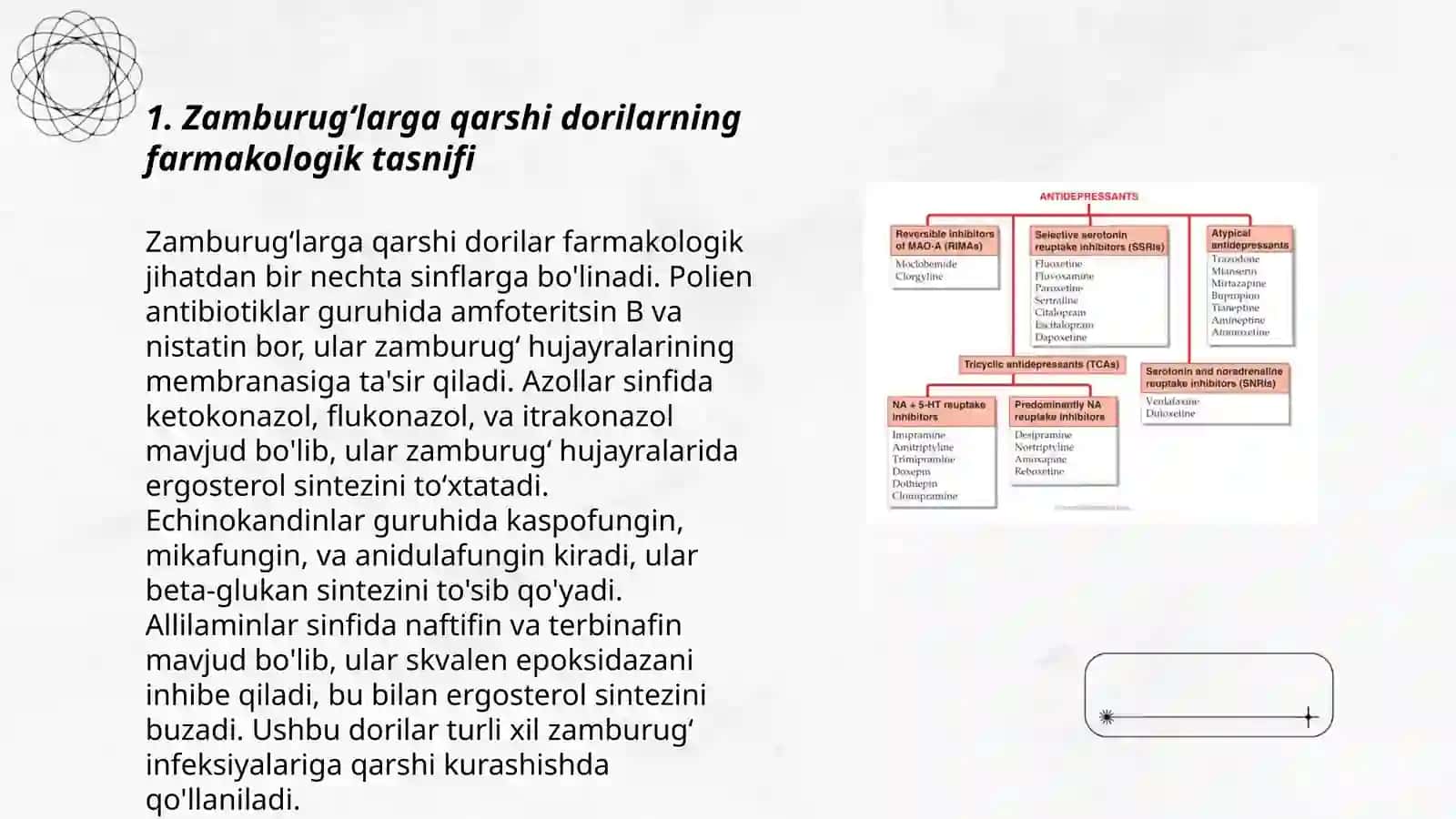 Zamburugʻlarga qarshi dori vositalari farmakologiyasi 3