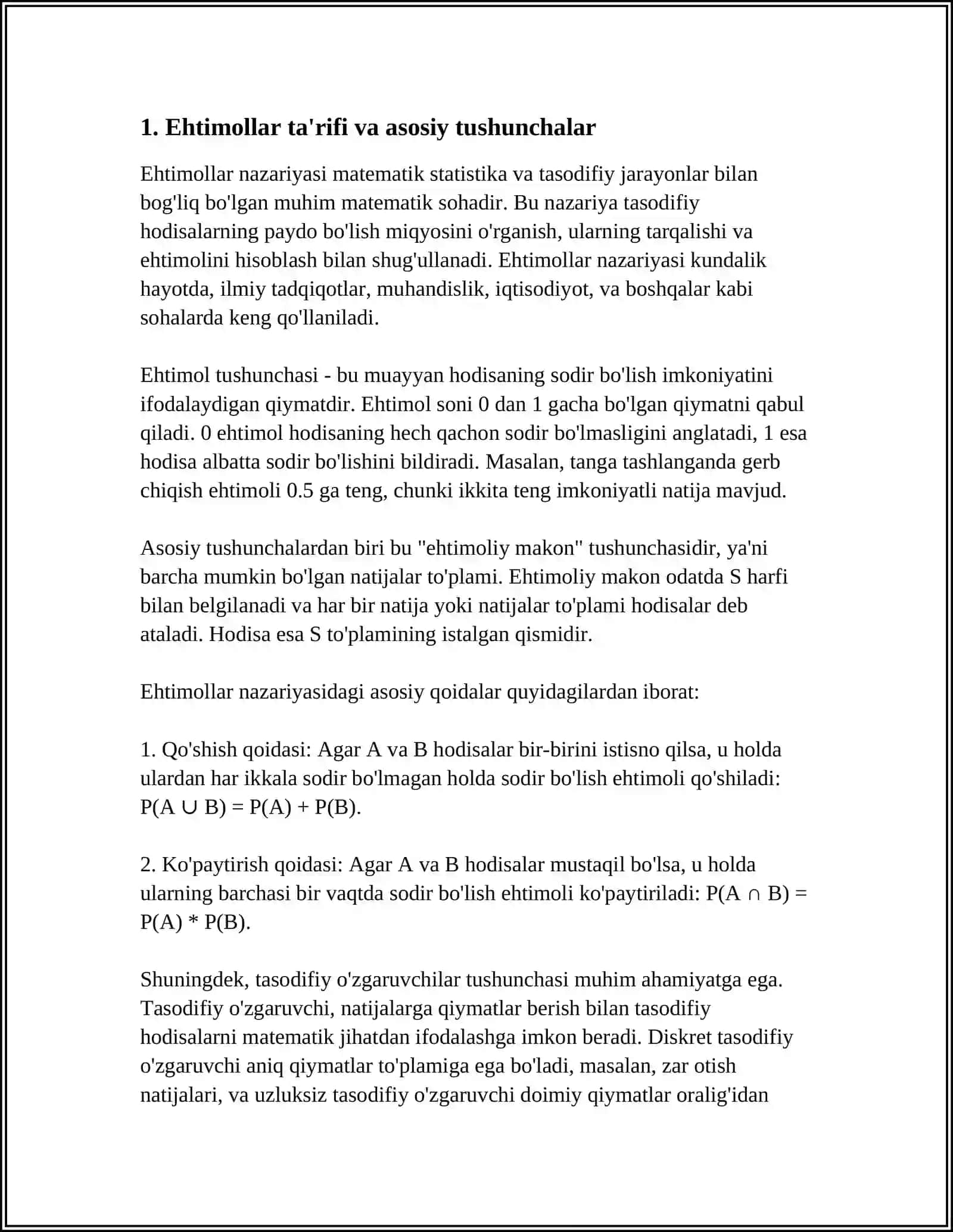 EHTIMOLLAR NAZARIYASI VA MATEMATIK STATISTIKA 3