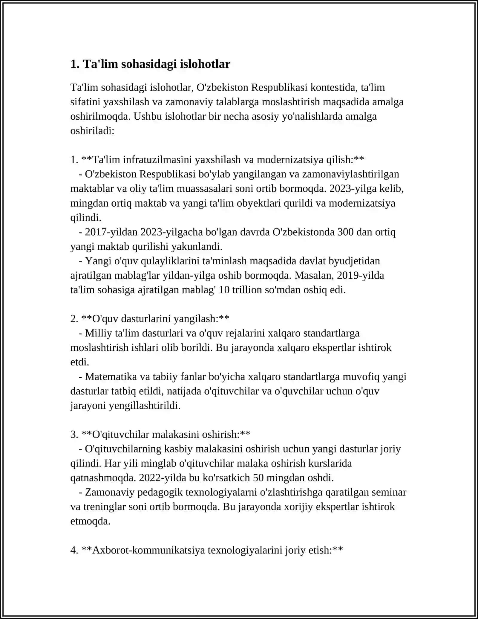 Ta'lim sohasidagi islohotlar 3